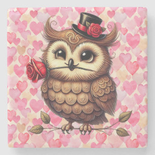 Owl überziehen mit bunten Herzen Valentinstag Steinuntersetzer