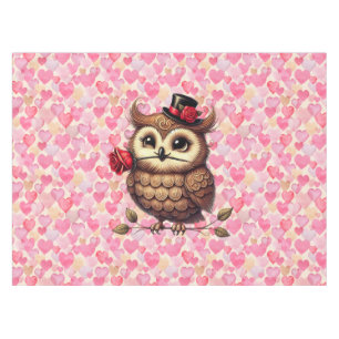 Owl überziehen mit bunten Herzen Valentinstag Tischdecke