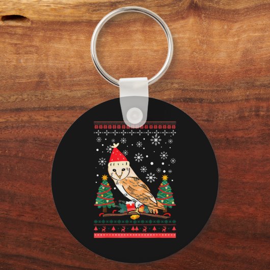 Owl Ugly Christmas Christmas Winter Schlüsselanhänger (Vorderseite)