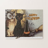 Owl und Cat Halloween Puzzle (Horizontal)