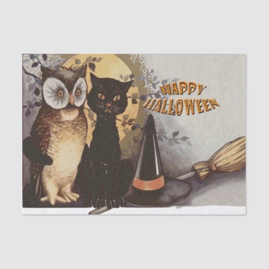 Owl und Cat Halloween Seidenpapier (Vorderseite)