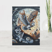 Owl und Wolf Mosaic Ai Art | Blank Karte (Vorderseite)