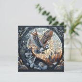 Owl und Wolf Mosaic Ai Art | Blank Karte (Stehend Vorderseite)