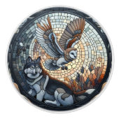Owl und Wolf Mosaic Ai Art Keramikknauf (Vorderseite)