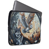 Owl und Wolf Mosaic Ai Art Laptopschutzhülle (Vorne Rechts)