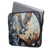 Owl und Wolf Mosaic Ai Art Laptopschutzhülle (Vorderseite Links)