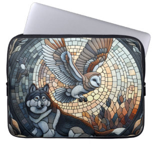 Owl und Wolf Mosaic Ai Art Laptopschutzhülle