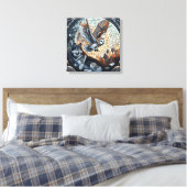 Owl und Wolf Mosaic Ai Art Leinwanddruck (Insitu (Schlafzimmer))