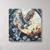 Owl und Wolf Mosaic Ai Art Leinwanddruck (Vorderseite)