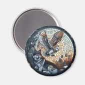 Owl und Wolf Mosaic Ai Art Magnet (Vorderseite/Rückseite)