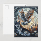 Owl und Wolf Mosaic Ai Art Postkarte (Vorne/Hinten)