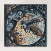 Owl und Wolf Mosaic Ai Art Puzzle (Horizontal)