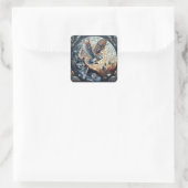 Owl und Wolf Mosaic Ai Art Quadratischer Aufkleber (Tasche)