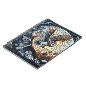 Owl und Wolf Mosaik Ai Art Personalisiert Notizblock (Linke Seite)