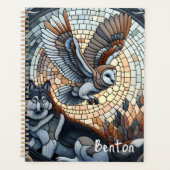 Owl und Wolf Mosaik Ai Art Personalisiert Planer (Vorderseite)