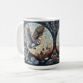 Owl und Wolf Mosaik Naturei Kunst Kaffeetasse (Vorderseite Links)