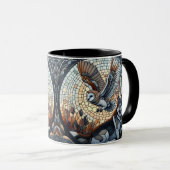 Owl und Wolf Mosaik Naturei Kunst Tasse (VorderseiteRechts)
