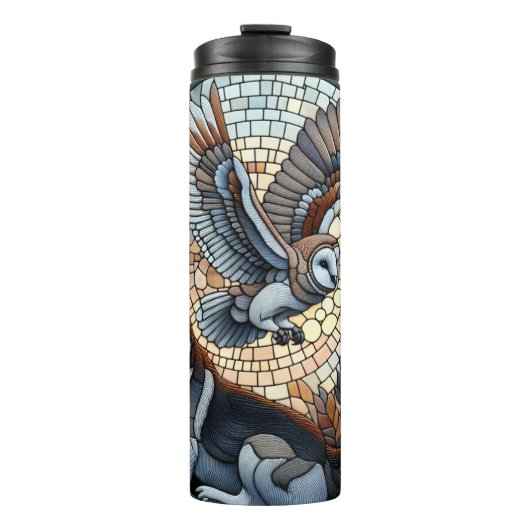 Owl und Wolf Mosaik Naturei Kunst Thermosbecher (Vorderseite)