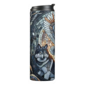 Owl und Wolf Mosaik Naturei Kunst Thermosbecher (Nach links gedreht)
