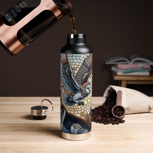 Owl und Wolf Mosaik Naturei Kunst Trinkflasche (Kaffee)