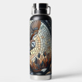 Owl und Wolf Mosaik Naturei Kunst Trinkflasche (Rückseite)