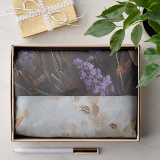 Owl unter Lavendel-Blume-Decoupage Seidenpapier (Geschenk)