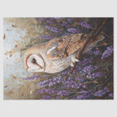 Owl unter Lavendel-Blume-Decoupage Seidenpapier (Vorderseite)
