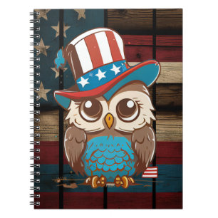 Owl USA Independence Day 4. Juli AMERICAN Owl Notizblock