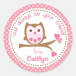Owl Valentine Stickers Pink Immer dein Freund sein