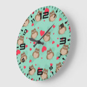 Owl Valentine's Day Große Wanduhr (Winkel)