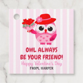 Owl Valentines Pink Hearts Gift Tags Geschenkanhänger