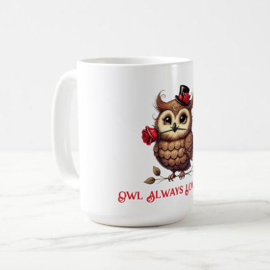 Owl Valentinstag Kaffeetasse (Vorderseite Links)