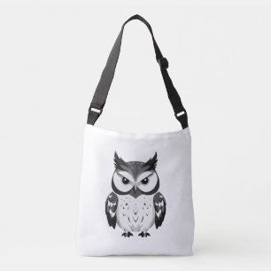 Owl Vector Graphic Art Portrait Animal Spirit Wild Tragetaschen Mit Langen Trägern