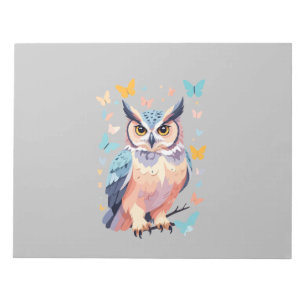 Owl Vector Painting Adorable Fun Animal Playing Notizblock