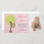 Owl Vielen Dank für Ihr neues Baby Girl Ankunft Ge Dankeskarte (Vorne/Hinten)