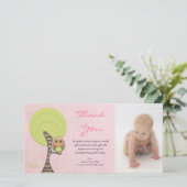 Owl Vielen Dank für Ihr neues Baby Girl Ankunft Ge Dankeskarte (Stehend Vorderseite)