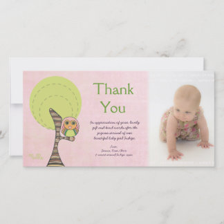 Owl Vielen Dank für Ihre neue Baby Ankunft Geschen Dankeskarte