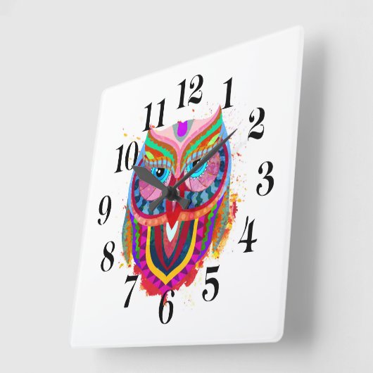 Owl Wall Clock Quadratische Wanduhr (Winkel)