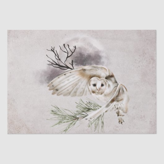 Owl Wasserfarbe Seidenpapier (Vorderseite)