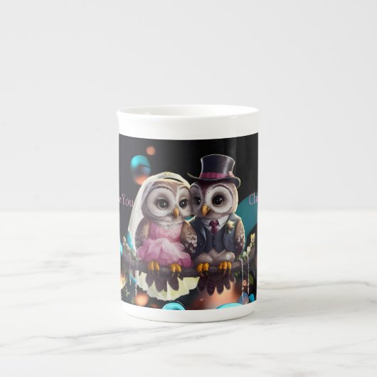 Owl Wedding Personalisiert Porzellantasse (Vorderseite)