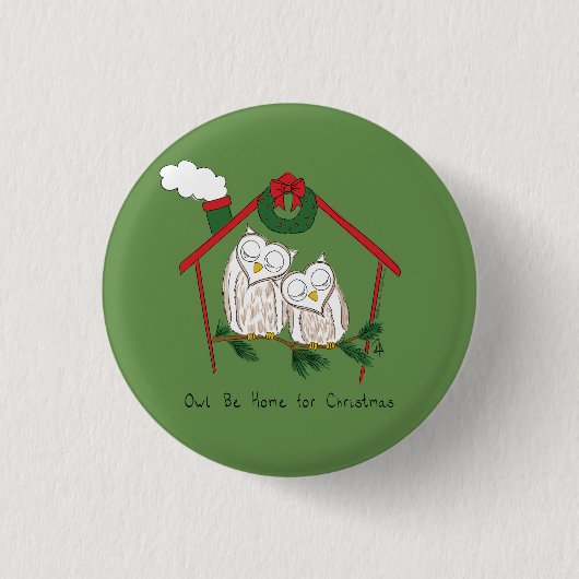 Owl Weihnachten Niedlich Funny Holiday Button (Vorderseite)