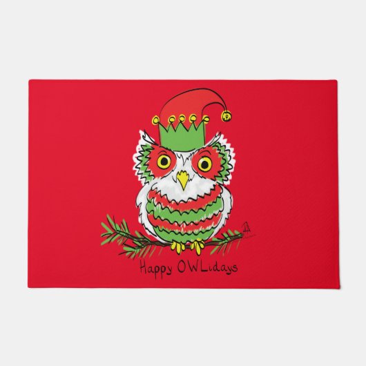 Owl Weihnachten Niedlich Funny Holiday Fußmatte (Vorderseite)