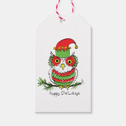 Owl Weihnachten Niedlich Funny Holiday Geschenkanhänger (Vorderseite)