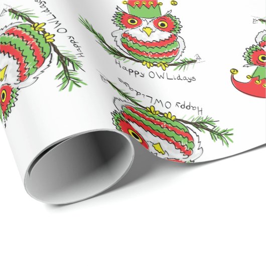 Owl Weihnachten Niedlich Funny Holiday Geschenkpapier (Rolleneckpunkt)