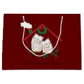 Owl Weihnachten Niedlich Funny Holiday Große Geschenktüte (Vorderseite)