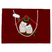 Owl Weihnachten Niedlich Funny Holiday Große Geschenktüte (Rückseite)