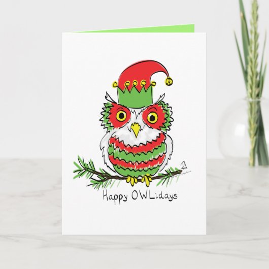 Owl Weihnachten Niedlich Funny Holiday Karte (Vorderseite)