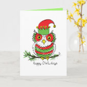 Owl Weihnachten Niedlich Funny Holiday Karte (Gelbe Blume)
