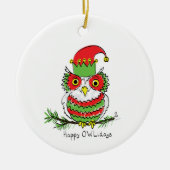 Owl Weihnachten Niedlich Funny Holiday Keramik Ornament (Vorne)