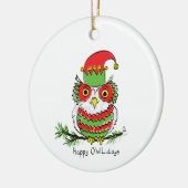 Owl Weihnachten Niedlich Funny Holiday Keramik Ornament (Links)